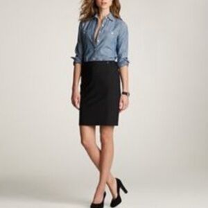 Banana Republic 00 P Petite Black Pencil Straight Skirt Lightweight Wool